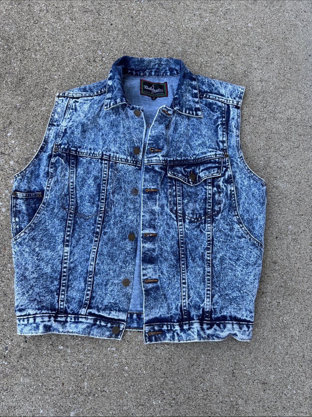 Vintage 80s Acid Wash Denim Vest Size M